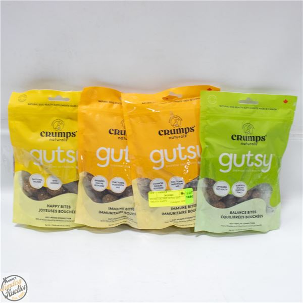 4X130G CRUMPS GUTSY DOG TREATS- HAPPY ,
