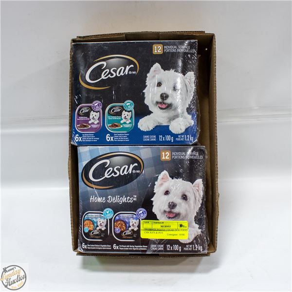 2X12PACK BOXES CESAR DOG FOOD CHICKEN & POT