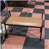Image 1 : WROUGHT IRON FRAMED BENCH BROWN WITH FAUX LEATHER