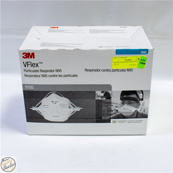 3M N95 UNOPENED BOX OF 50, #9105 VFLEX