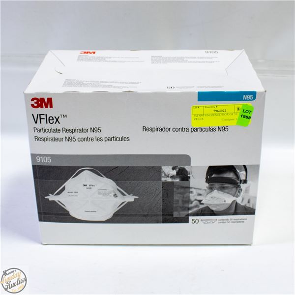 3M N95 UNOPENED BOX OF 50, #9105 VFLEX