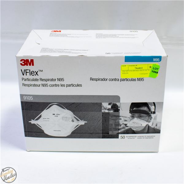 3M N95 UNOPENED BOX OF 50, #9105 VFLEX