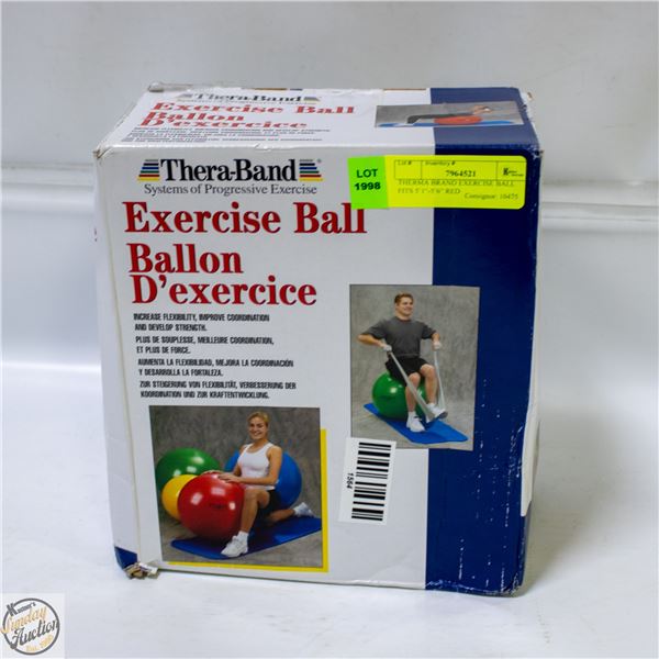THERMA BRAND EXERCISE BALL FITS 5’1”-5’6” RED
