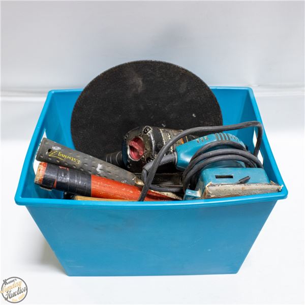 BIN OF VARIOUS TOOLS AND HARDWARE