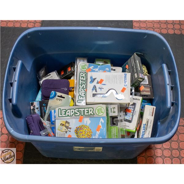 TOTE OF VARIOUS ELECTRICAL, CASES+UNUSED ITEMS