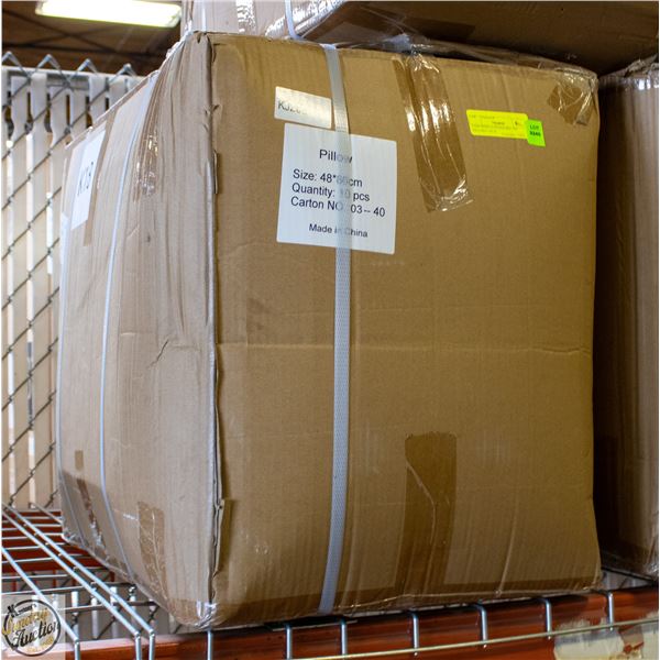 CASE WITH 10 STANDARD '100' PILLOWS - NEW