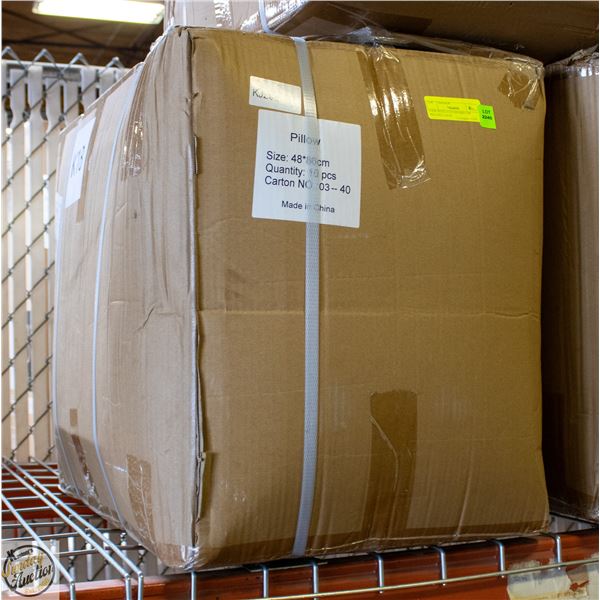 CASE WITH 10 STANDARD '100' PILLOWS - NEW