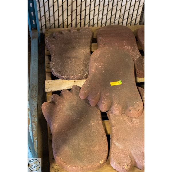 4 BIG FOOT CONCRETE STEPING STONES - REDDISH