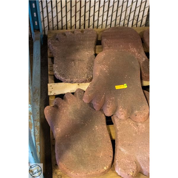4 BIG FOOT CONCRETE STEPING STONES - REDDISH