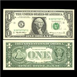 1999 $1 Federal Reserve Note Crisp Unc FANCY NUMBER (CUR-05983)