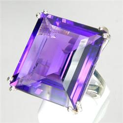 63.70ct Sterling Rect angle Ring Size 7 Purple Amethyst (JEW-1672)
