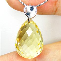 16.00ct Lovely Pendant Briolette Cut Lemon Quartz (JEW-1574)