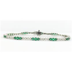 4+ct Clear Colombian Emerald & Diamond 18k White Gold Bracelet (JEW-1478)