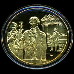 .75oz Franklin Mint PR70 DCAM 24k plated Sterling Silver Round History of the American Presidency A.