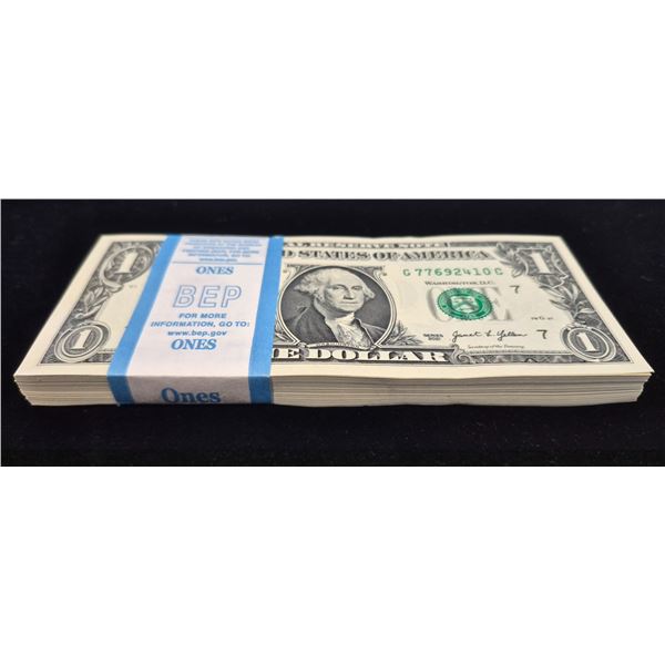 $100 Bundle of Uncirculated 2021 United States $1 Banknotes