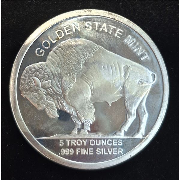 Golden State Mint 5 Troy Oz. 999 Fine Silver Buffalo Coin