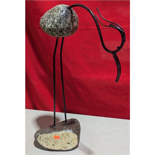 Stone & Iron Bird Sculpture