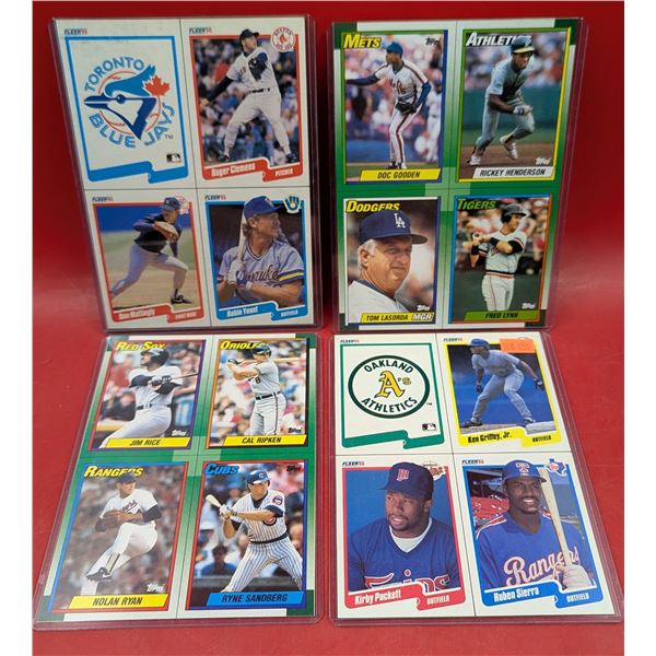 4 Sheets of Assorted Baseball Cards w/ Gooden, Rice, Ryan, Sierra, & More