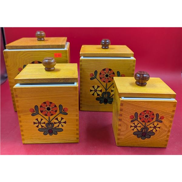 VTG Wooden Nesting Kitchen Cannisters