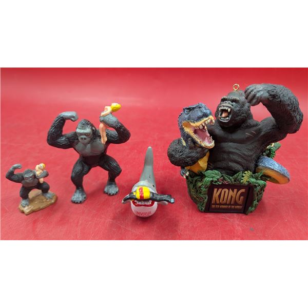 3 Collectible King Kong Figures & Universal Studios Jaws Figurine