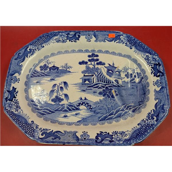 Antique Blue & White Ironstone Platter