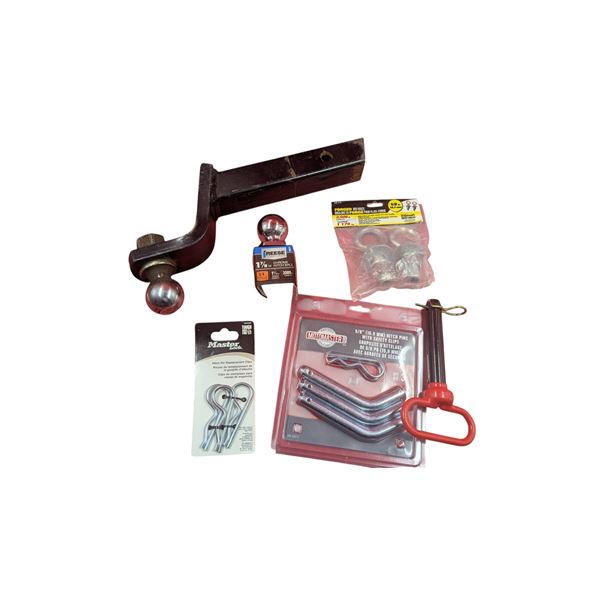 Hitch & Bolt Lot w/ Chrome Hitch Ball, Hitch Pins, Forged Bed Bolts, & More