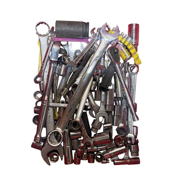 Lot of Assorted Tools w/ Wrenches, Sockets, & More