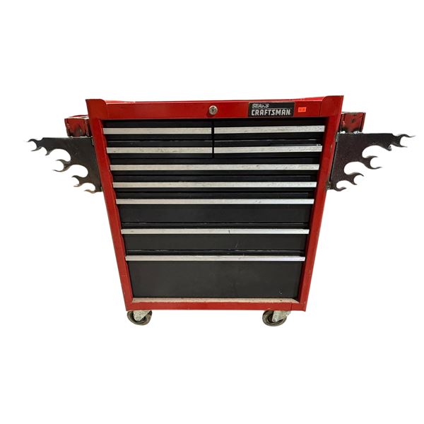 Rolling Craftsman Toolbox w/ Flame Accents (Full of Permanent Markers & Some Tools)