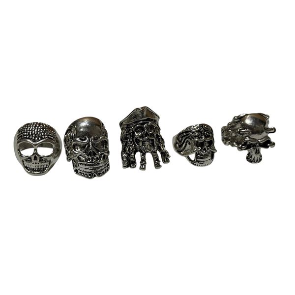 Lot of 5 Biker Rings