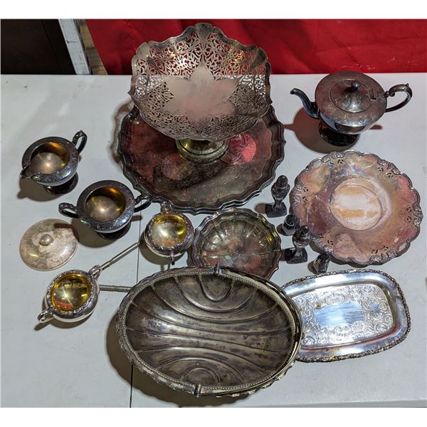 Lot of Assorted Plated Serving Ware
