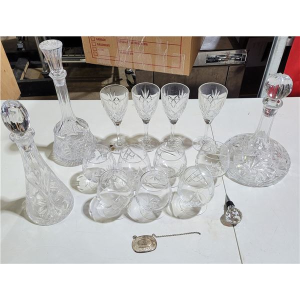 Lot of Assorted Crystal w/ Decanters & Glasses