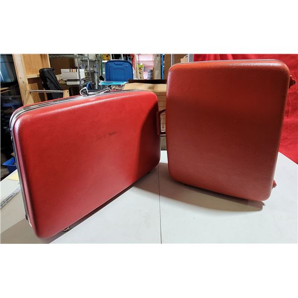 2 VTG Red Suitcases