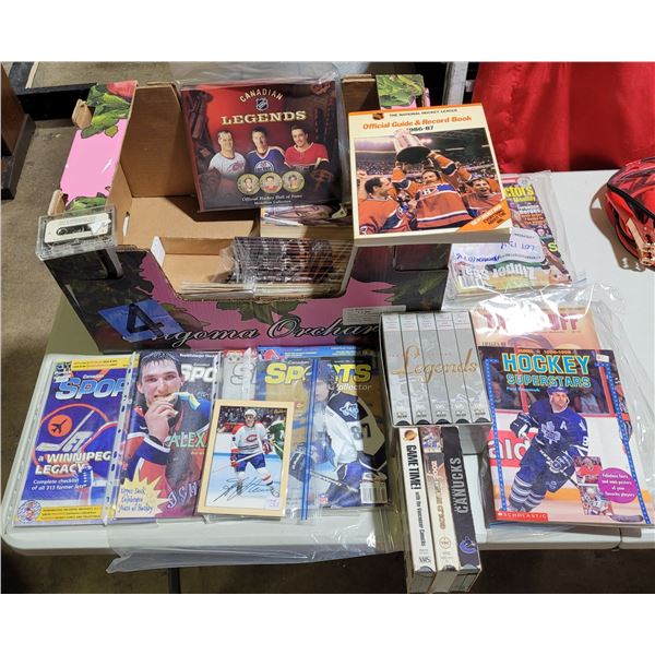 Hockey Collectible Lot w/ Magazines, VHSs, & More