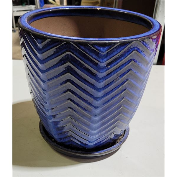 Blue Ribbed Planter