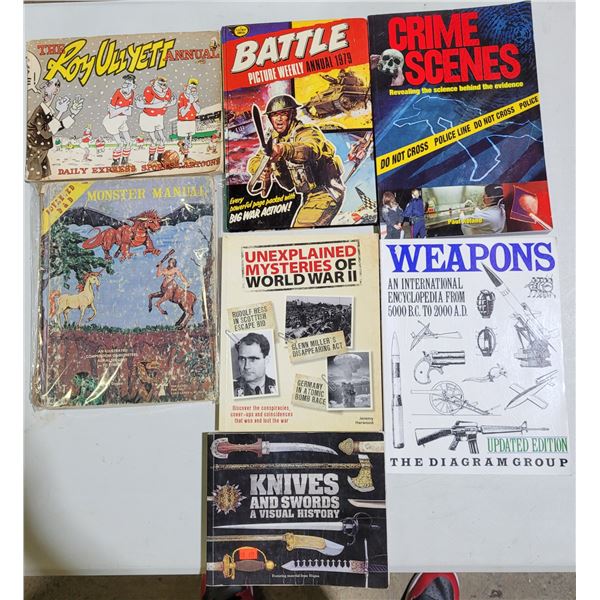 Lot of Assorted Books & Booklets w/ Crime, Weapons, War, & More