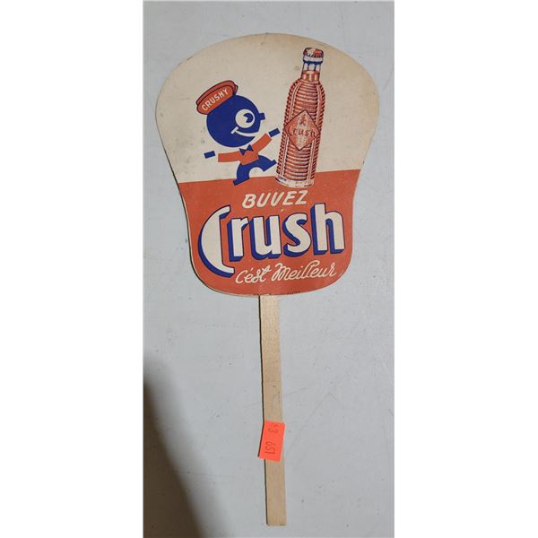 1930s French Orange Crush Soda Advertising Fan ft. Crushy