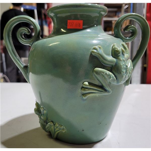 Signed Twin Handle Frog Vase
