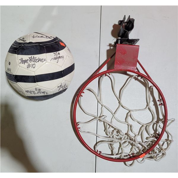 Autographed Soccer Ball & Basketball Net