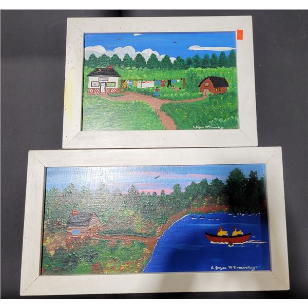 2 McComiskey Paintings (Camping is Fun & Work Day)