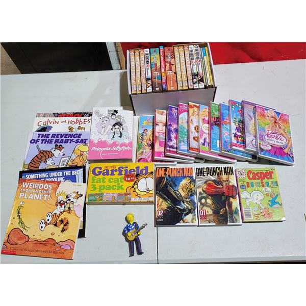 Lot of Assorted Cartoon Books, Manga, & Children's DVDs