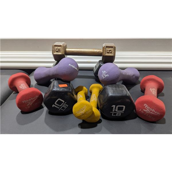 Lot of Assorted Dumbbells