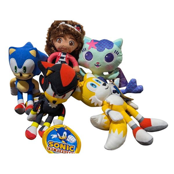 Lot of Gabby's Dollhouse & Sonic The Hedgehog Plush Toys