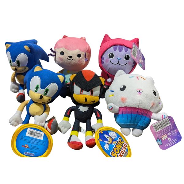 Lot of Gabby's Dollhouse & Sonic The Hedgehog Plush Toys