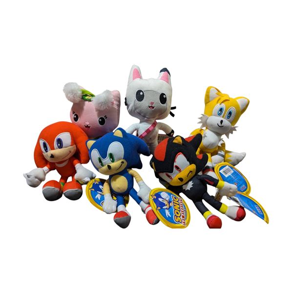 Lot of Gabby's Dollhouse & Sonic The Hedgehog Plush Toys
