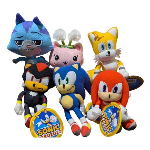 Lot of Gabby's Dollhouse & Sonic The Hedgehog Plush Toys