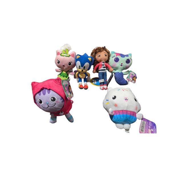 Lot of Gabby's Dollhouse & Sonic The Hedgehog Plush Toys