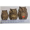 Image 2 : 3 Metal Owl Sculptures