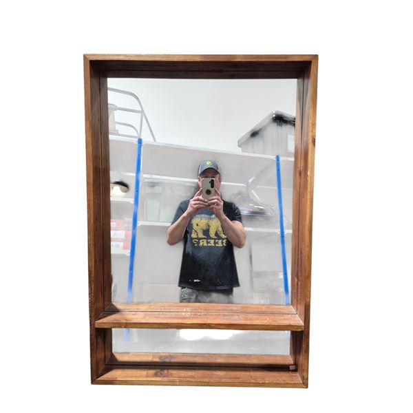 Wooden Wall Mirror w/ Shelf