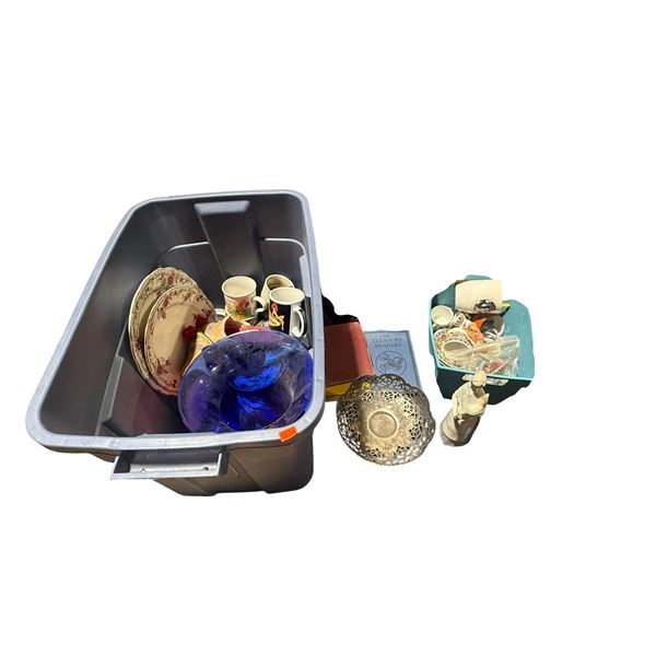 VTG Variety Lot w/ Cobalt Blue Dish, Mugs, Plates, Figurine, & More