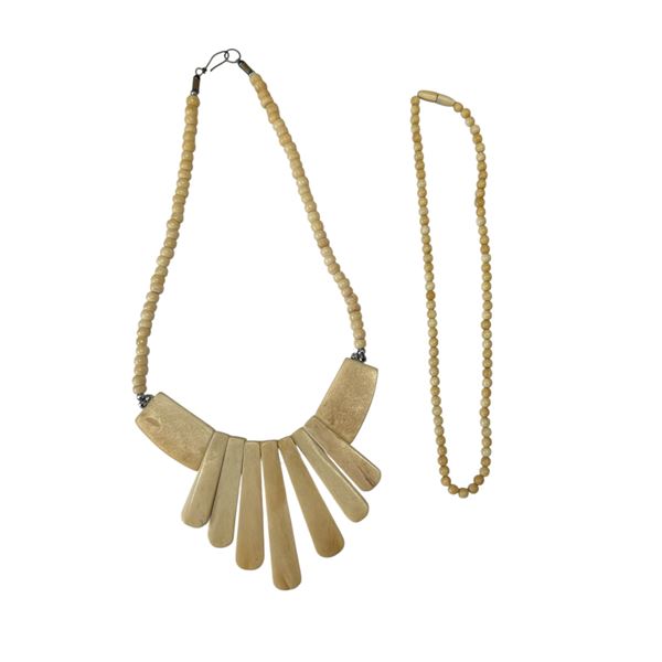 2 Pieces of Carved Bone Jewelry